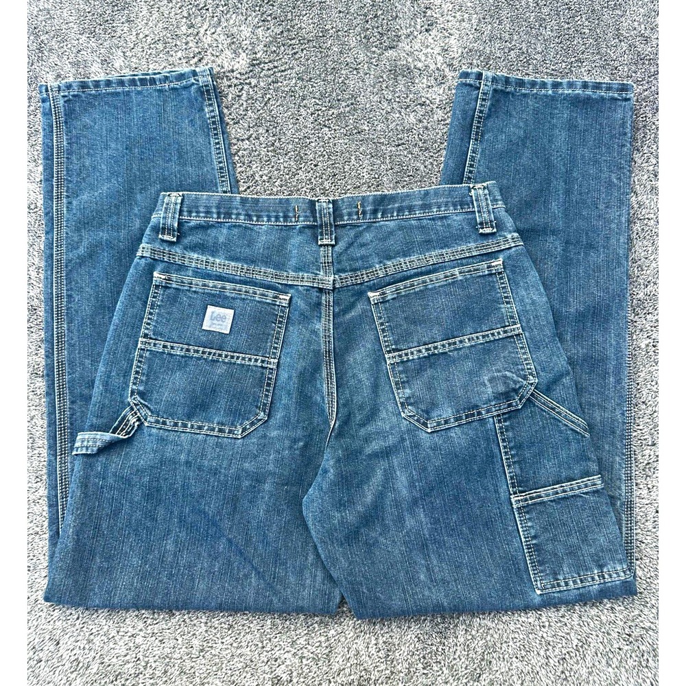Vintage Lee Carpenter Jeans Mens 33x32 Blue Denim Baggy Workwear Y2K Utility